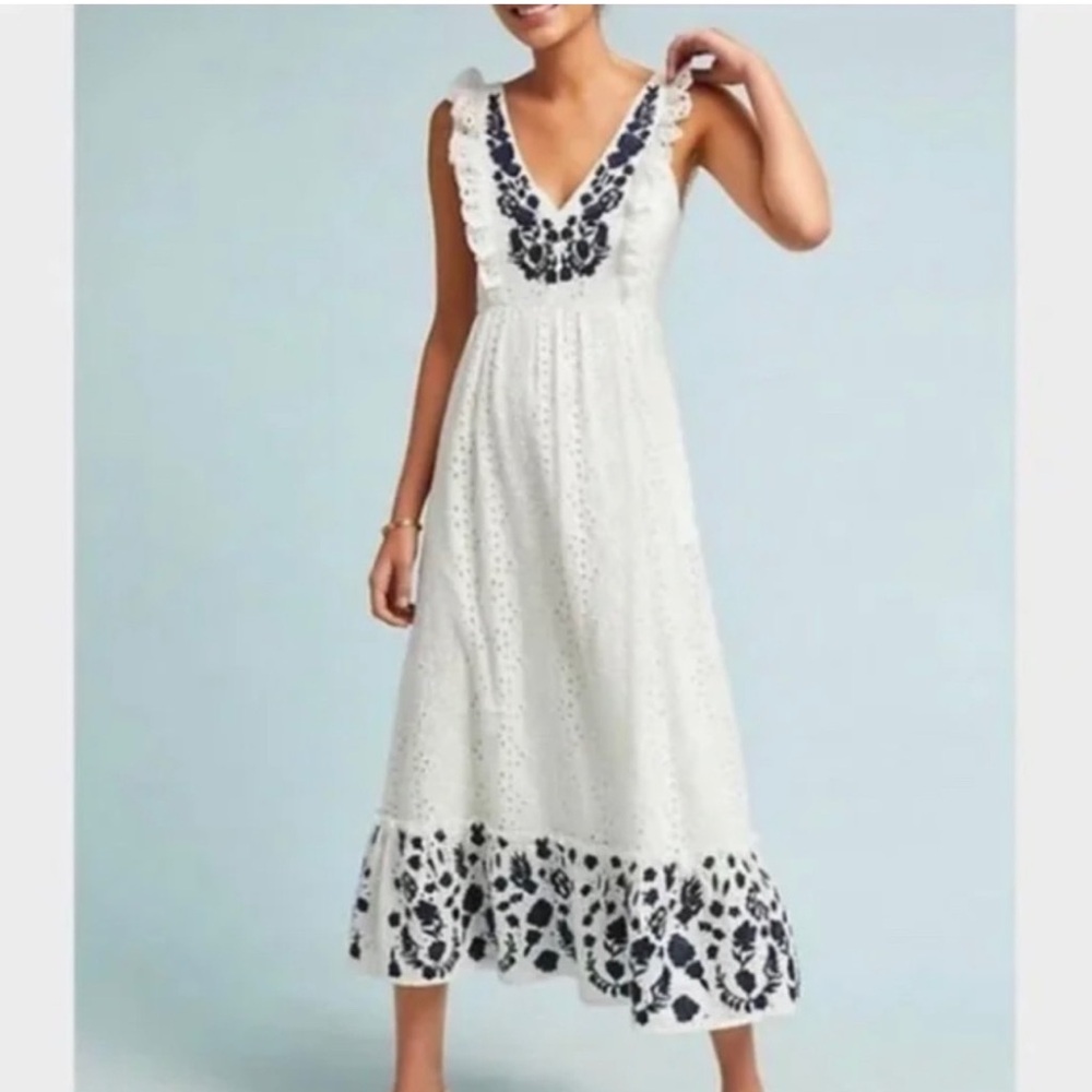 ALLISON NEW YORK WHITE COTTON EYELET DRESS